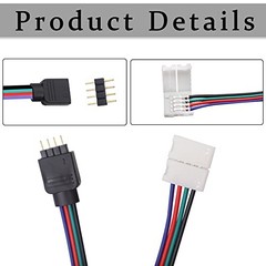 20 Pack LED 5050 RGB Solderless 4 Pin 10mm Connectors Kit,Strip to Power