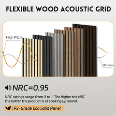 Natural Walnut 4 Pack Acoustic Wood Slat Panels for Wall Decor 106.3″ x 11