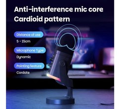 USB/XLR Desktop Dynamic Microphone with RGB Light, Noise Reduction & Mute Button
