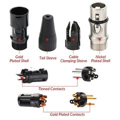 XLR Cannon Microphone Audio Connector Balanced Plug 3Pin Male Female Plug Socket