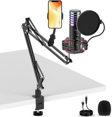 USB Condenser Microphone for PC PS4, PS5 Streaming Singing Podcast Studio, Compu