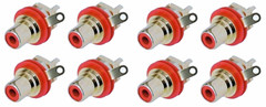 (8 PACK) REAN NYS367-2 RCA Panel Mount Jack w/ Gold Plated Contacts – RED