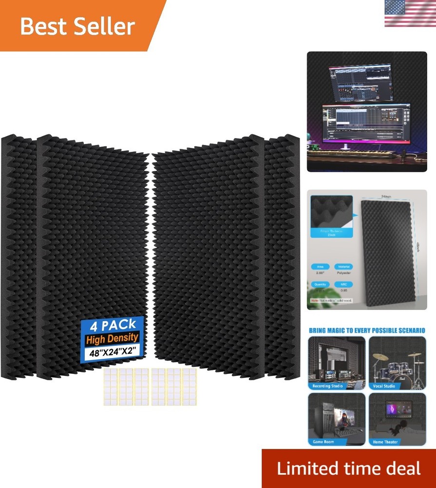 Fire-Retardant Acoustic Panels 48x24x2 Inches – Safe & Stylish Soundproofing