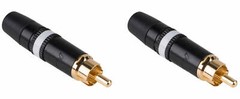 2 Neutrik Rean NYS373-9 RCA Male Phono Plug, Black w/ Gold Contacts – White Ring