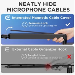 2026 Upgraded Microphone Boom Arm, Magnetic Cable Management Low Profile Mic …