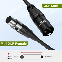 3 Pin XLR Male to Mini XLR Female TA3F Microphone Cable Adapter 3 Ft/2 Pack f…