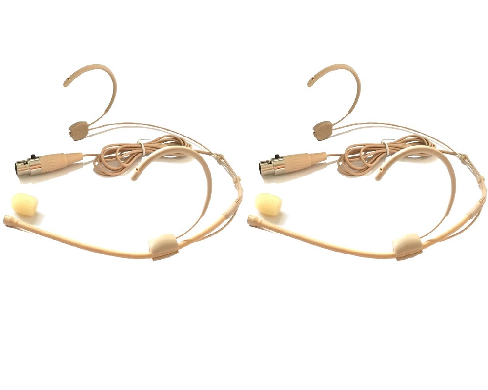 2x Headset Mic Headworn Microphone Mini XLR 4 Pin TA4F For Shure Wireless System