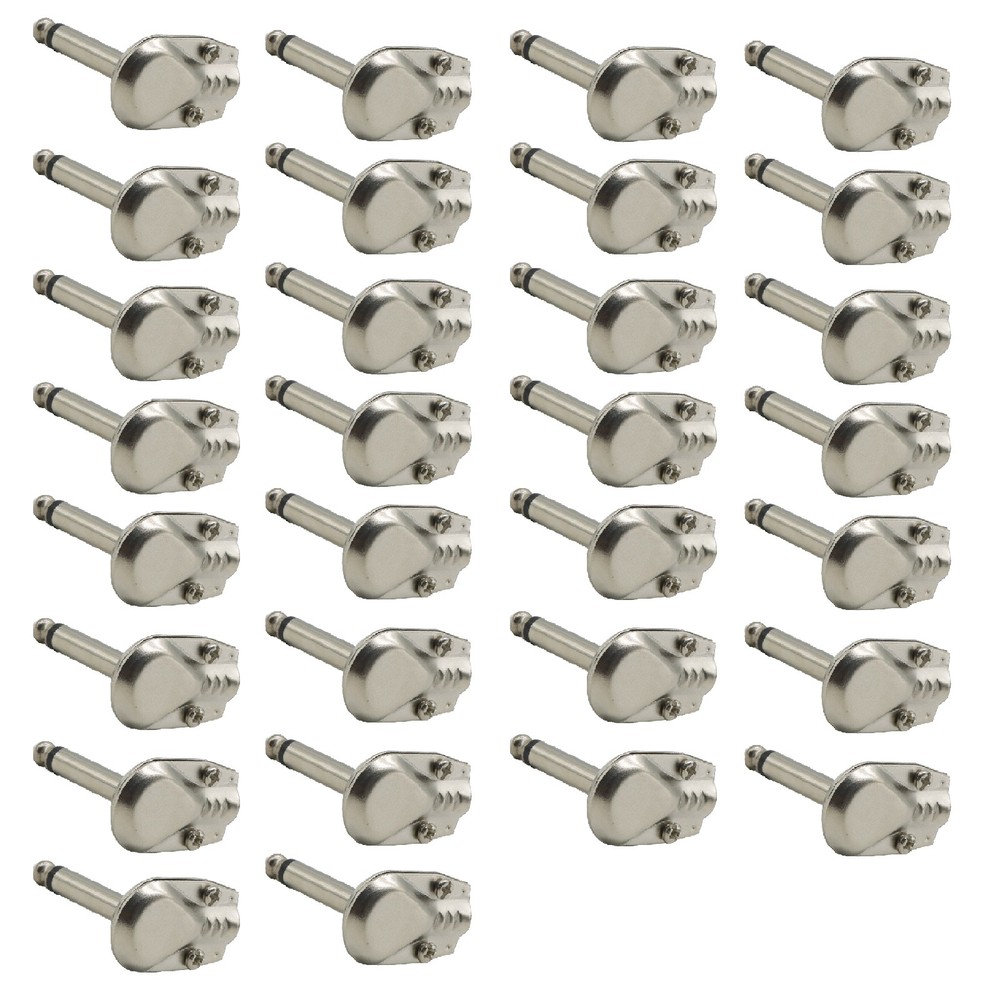 30x Audio 1/4″ Right Angle Plugs TS Mono 6.3mm Pancake Style for Speaker Cables