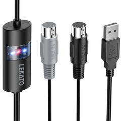 New USB IN-OUT MIDI Interface Cable Converter to PC Music Keyboard Adapter Cord