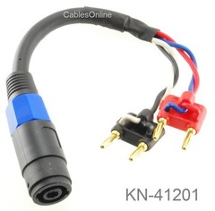 1ft Two Dual Banana Plugs to Speakon Female Speaker/Amplifier 12AWG Jumper Cable