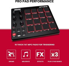 – USB MIDI Controller with 16 MPC Drum Pads, 6 Assignable Knobs, Note Repeat …