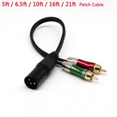 5ft /6.5ft /10ft /16ft /21ft XLR Male to 2 RCA Male Audio Y Splitter Patch Cable