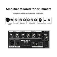 COOLMUSIC Drum Amplifier 50W, Electric Drum Speaker Keyboard Amp, OTG Recordi…