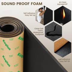 High Density Self-Adhesive Sound Insulation Acoustic Closed Cell Foam, 5.8 Sqft