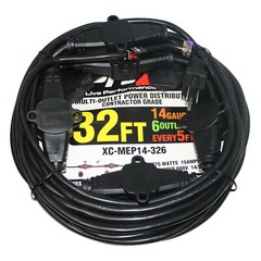 ProX 32 ft Multi AC Sockets Extension Cord 14 AWG For Par Lighting Church DJ