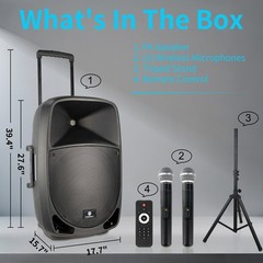 PRORECK 15″ Rechargeable PA System 800W Church School Outdoor Sports Event Box