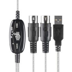 USB IN-OUT MIDI Interface Cable Converter to PC Music Keyboard Adapter Cord