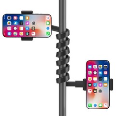 Mic Stand Holder for Microphone Stand Fits Most 3.5″ – 7.5″ Smartphones – Fle…