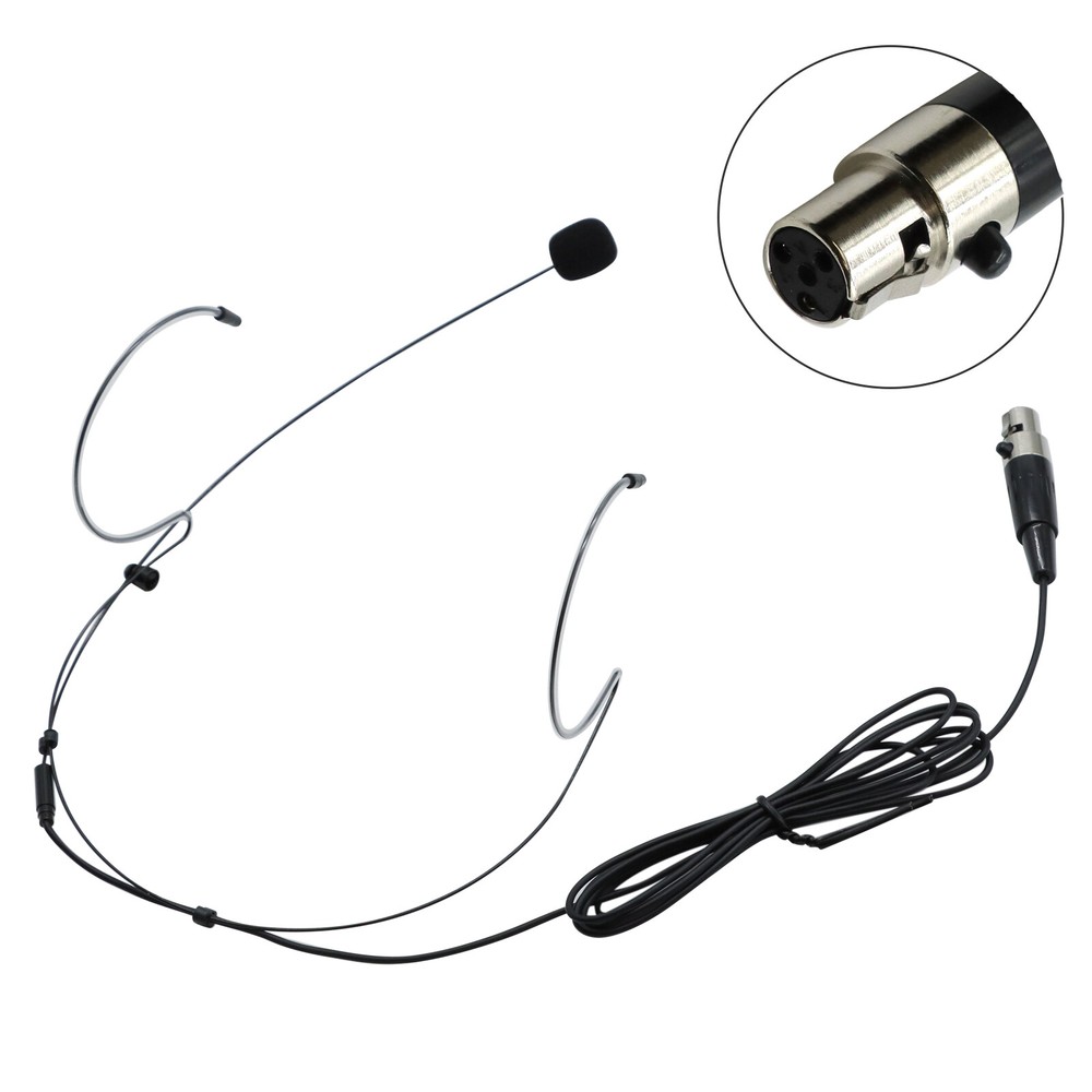 Black Hook Headset Microphone For Shure Bodypack Transmitter TA4F 4pin Mini XLR