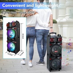 9000WDual 10″Subwoofer Bluetooth Speaker Heavy Bass Sound System DJ Party KaraoK