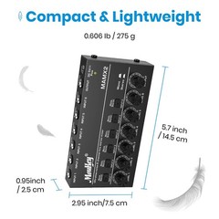 Moukey Audio Mixer, DC 5V, 6 Stereo Ultra, Low Noise 6 Medium (6-channel)