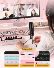 Maono AM200-S1 MaonoCaster Sound Card Microphone Kit For PC Phone Streaming pink
