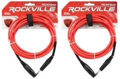 2 Rockville RCXFB10R Red 10′ Female REAN XLR to 1/4“ TRS Balanced Cables OFC