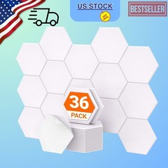 TONOR 36 Pack Hexagon Acoustic Panels Peel & Stick Soundproof Wall Tiles White