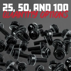 Gator Rackworks Standard Size Rack Screws, 25 Pack 25 Pack, Black