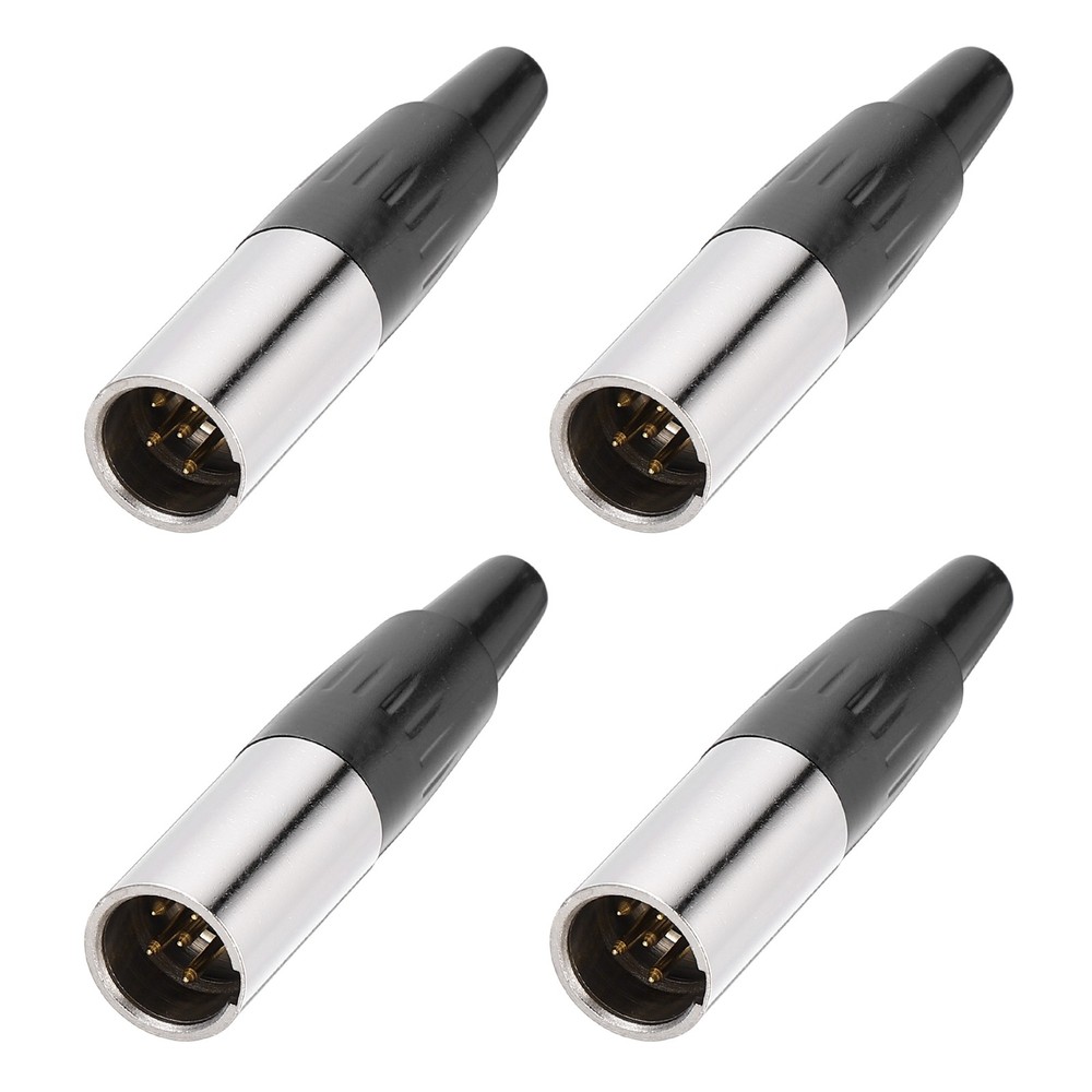 4PCS 5 Pin Male Mini XLR Connector, Mini XLR Jack Adapter Plug, Black