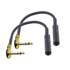 Suanqi Right Angle 6.35 mm Male to Female Adapter Gold Plated ¼ Black