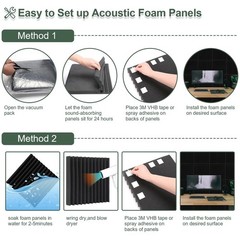 50 Pack Acoustic Foam Panels,2″X 12″ X 12″Sound Wedge 2″x12″x12″, 50P-Foam