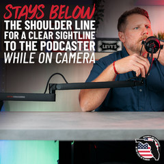 Gator Frameworks Low-Profile Series Premium Broadcast Boom Arm Fully Adjustable