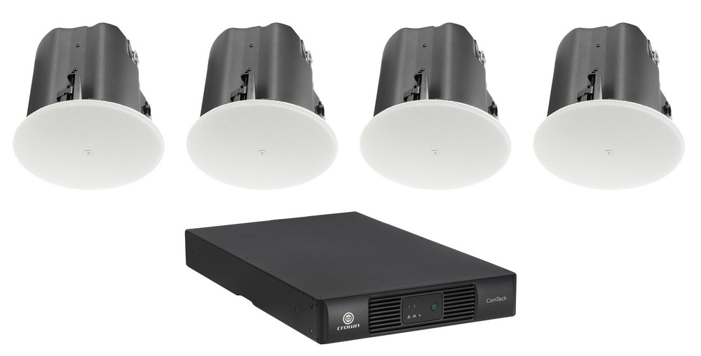 (4) JBL Control 418C/T 8″ Commercial 70v Ceiling Speakers+Crown Amp 4 Restaurant