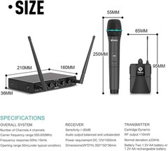 Debra Audio Pro UHF 4 Channel Wireless Microphone System with Cordless Handheld