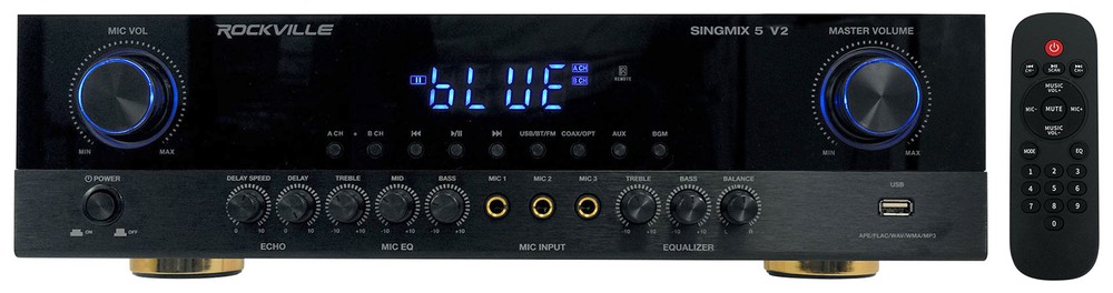 Rockville SingMix 5 2000w Professional DJ Amplifier w/ Bluetooth/Echo