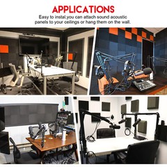 Thick 12PCS Acoustic Foam Soundproof Panels Wall Tiles Brick Noise Proof Studio