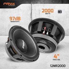 2x PRV Audio 12MR2000 Midrange Car Audio 12″ Speakers 8 Ohm 12MR PRO 4000 Watts