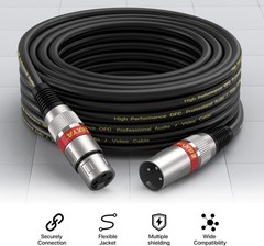 XLR Cable 15ft 4 Packs – Balanced DMX Cable with 3-Pin XLR Male to Female Mi…