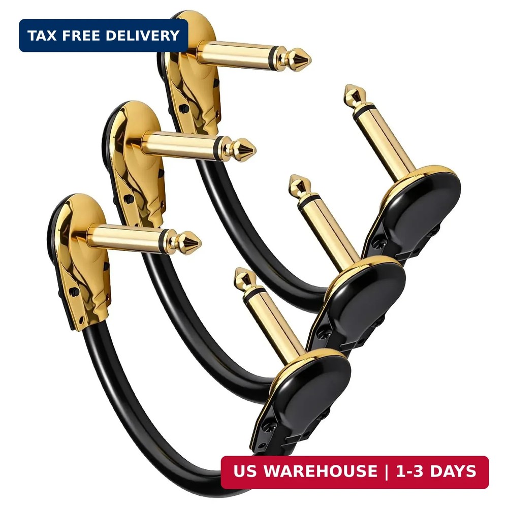 Right Angle 1/4″ 6.35mm Male to Male Guitar Cable 6 inch 22AWG Gold Flat 1/4 TS