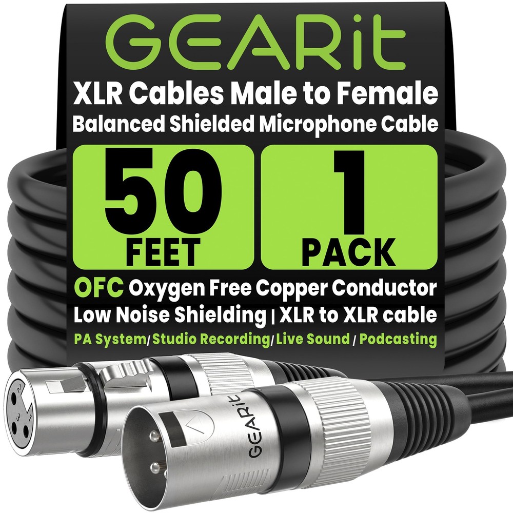XLR Cables 50 ft OFC, XLR Male to Female Microphone Cable, XLR Cable Low Nois…