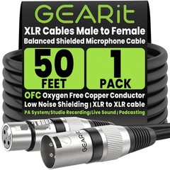 XLR Cables 50 ft OFC, XLR Male to Female Microphone Cable, XLR Cable Low Nois…
