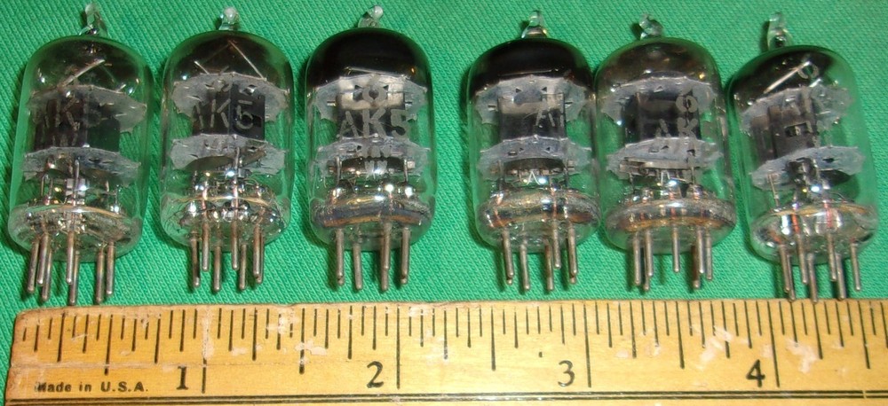 (6) 6AK5 Low Noise Pentode Tubes by SARKES TARZIAN (JCBGB-6AK5W)