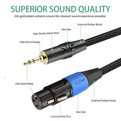 JOMLEY XLR to 3.5mm Cable 10ft, Unbalanced Regular Female 10 feet, Black