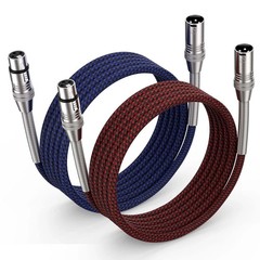 XLR Cable 15ft 2Pack, Multi-Color Heavy Duty Nylon Braided Male to…