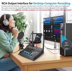 150W x2 Powered Amplifier Audio Mixer,4 Channel with Dual Wireless Mic Sound …