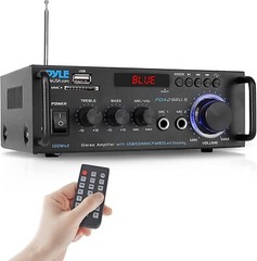 Pyle Wireless BT Stereo Power Amplifier-Blue Series Compact w/ RCA & Terminals