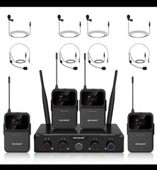 MELONARE MWM-41 4 Channel Wireless Microphone System UHF Cordless Mic Set
