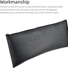 Microphone Bag, Black Zipper Pouch Fits for Wired, Wireless Microphone, Shock…