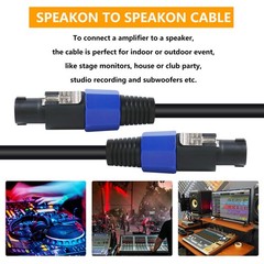 20 Feet Speakon Compatible Speaker Cable PA DJ Pro Audio Wire Cord 16 Gauge AWG